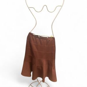 Brown Pleated Trumpet Midi Skirt for Cocktail Events‎